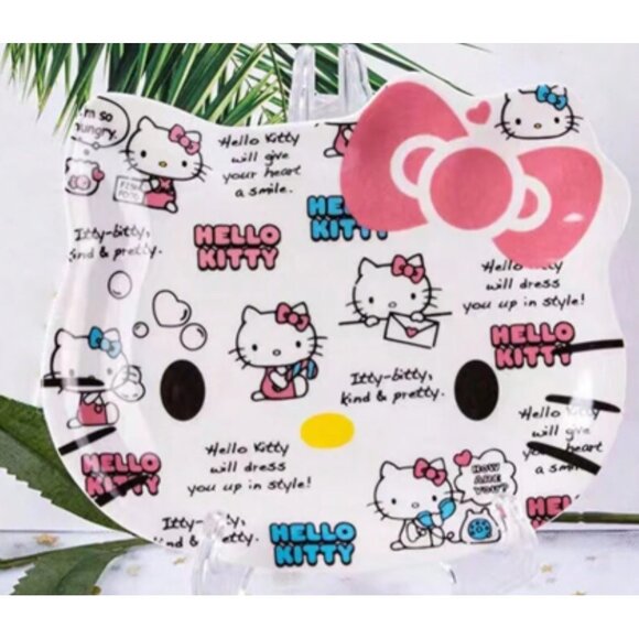 Hello Kitty Ceramic Dinner Plate – Cute Cartoon Snack Tray for Fruit, Cake - Picture 1 of 2